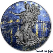 USA VINCENT VAN GOGH - STARRY NIGHT OVER THE RHONE - MODERN ART American Silver Eagle 2019 Walking Liberty $1 Silver coin Ruthenium plated 1 oz